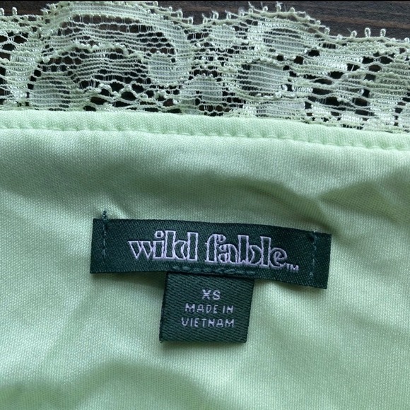 Wild Fable Slip Dress XS Light Green Blue Floral Y2K Fairy Strappy Lace Mini - Picture 5 of 9